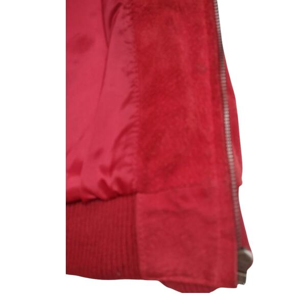 LUIS ALVEAR Vintage Red Suede Coat Size M Leather Bomber Jacket Oversized Unisex - Picture 11 of 15